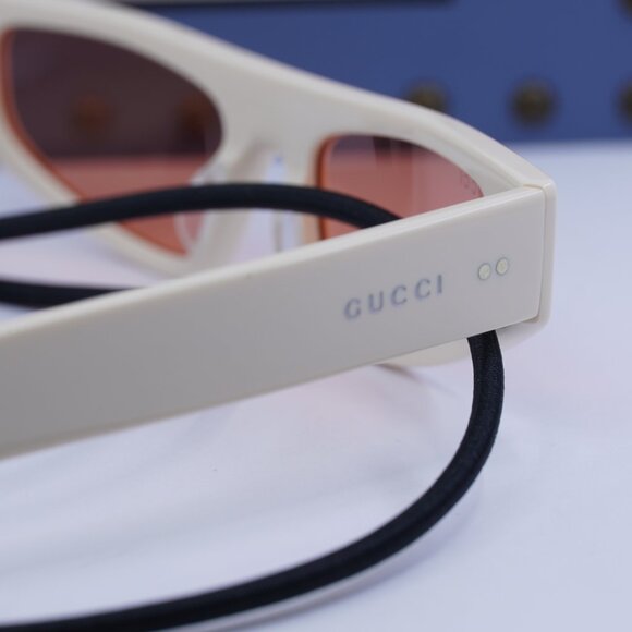 Gucci GG1634S 007 Cat Eye Sunglasses - Ivory with Black Cord/Red - Picture 4 of 11
